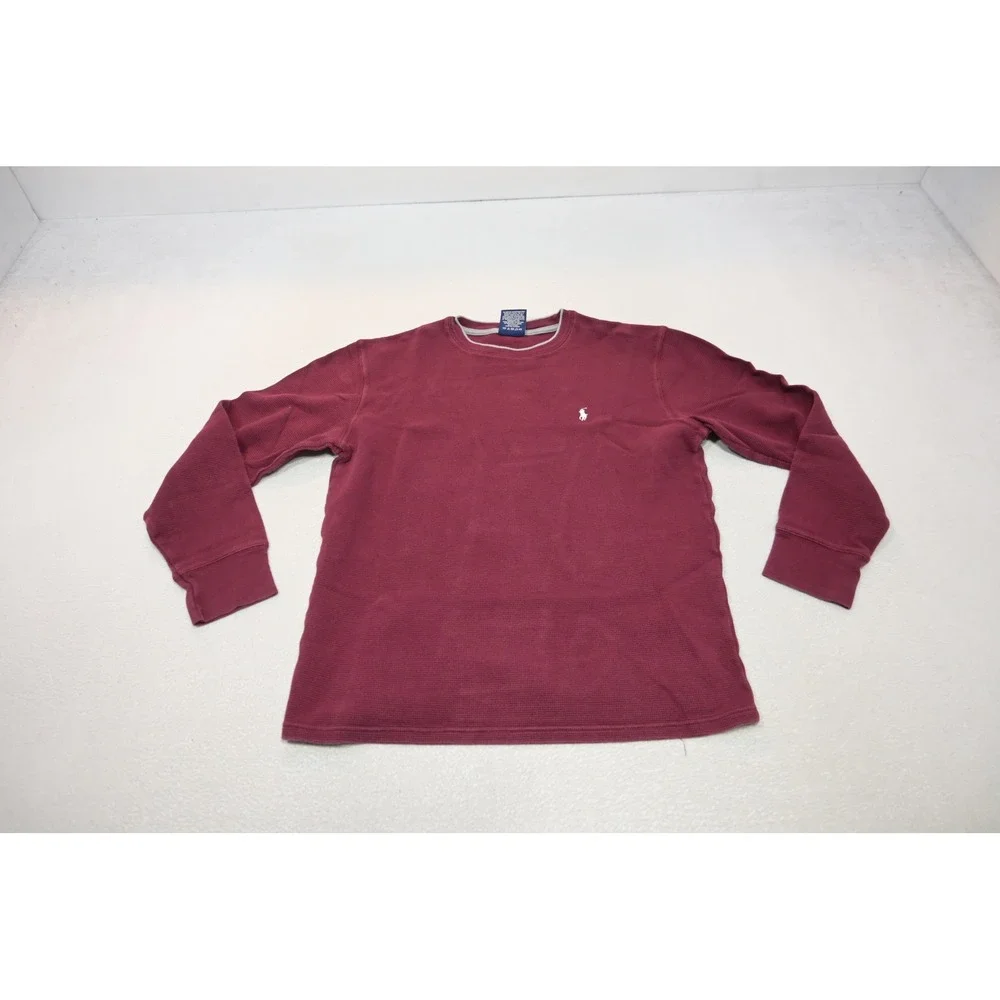 Polo Ralph Lauren Thermal Sleepwear Shirt Mens Medium Burgundy Red Excellent